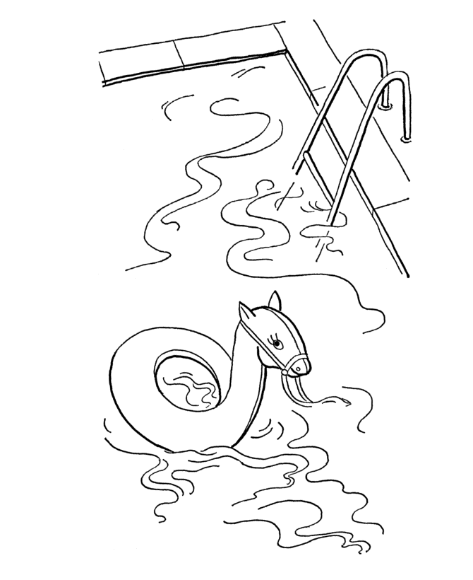 Summer Fun - Backyard Pool coloring page 