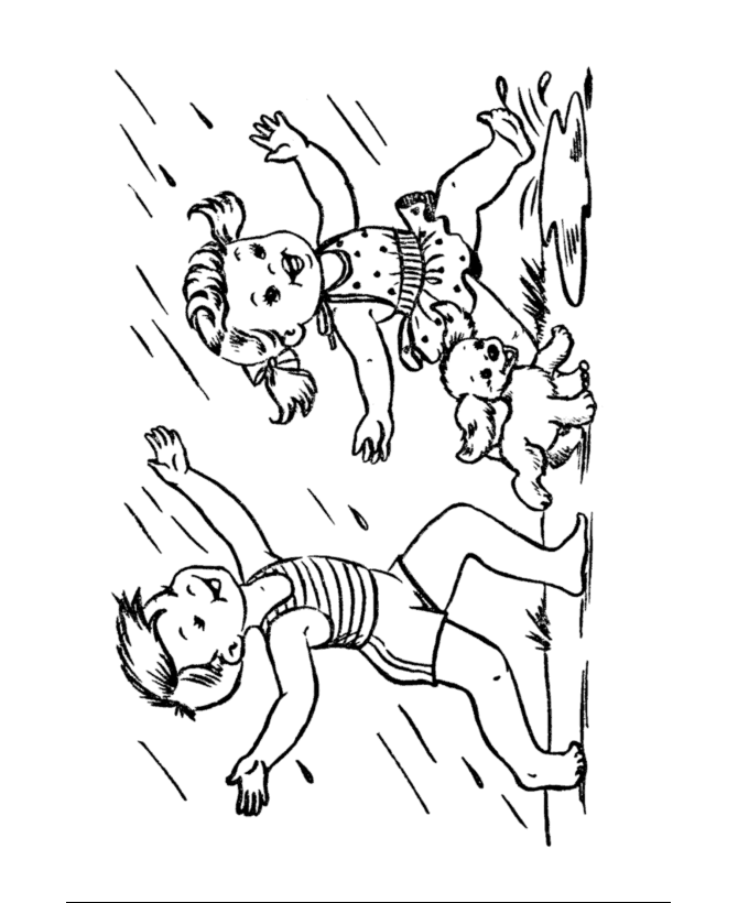 Summer Playing in the Sprinkler coloring page