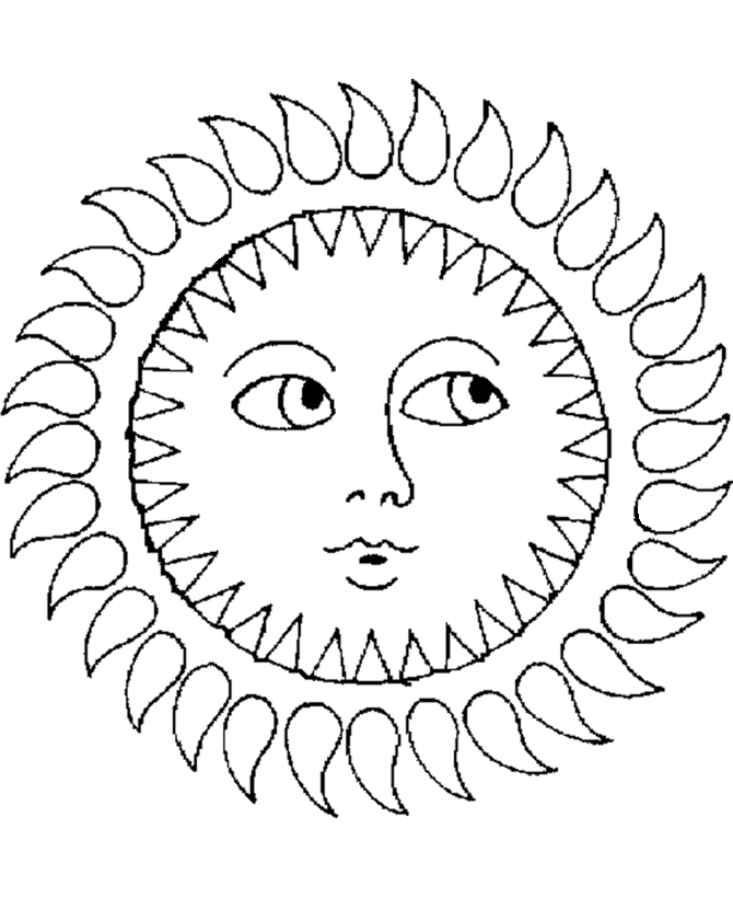 Summer Sun - Classic Sundial coloring page