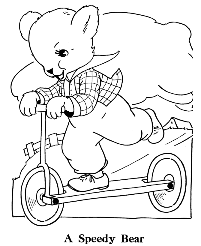 Bear on a Motorcycle Coloring Pages - Get Coloring Pages