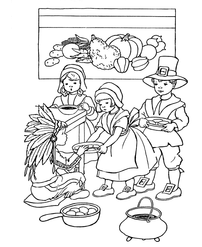 Kids Thanksgiving Day play Coloring page