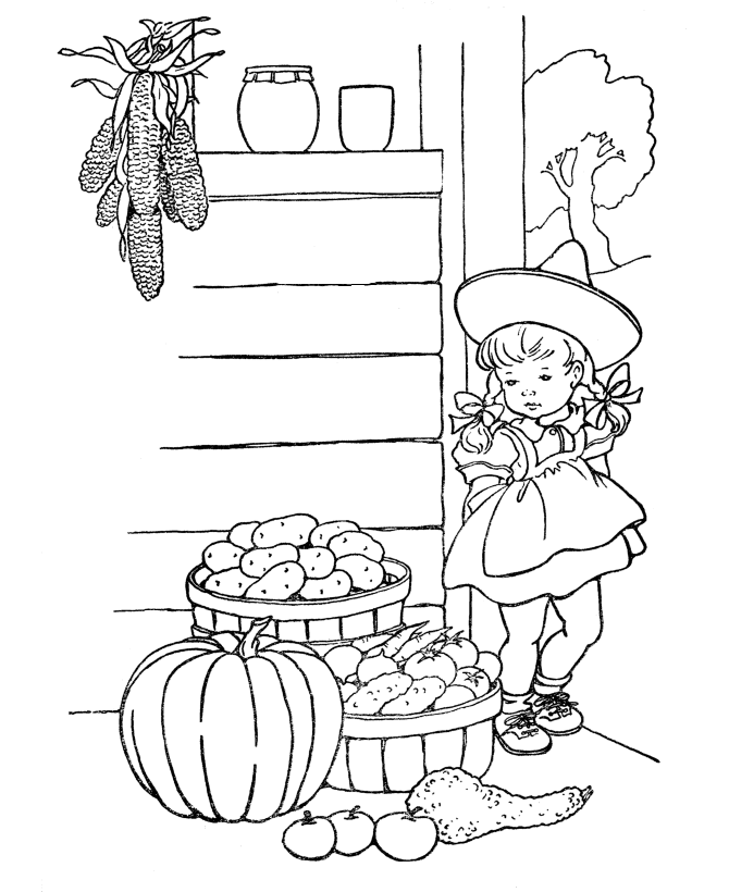 Thanksgiving Day - Thanksgiving harvest vegetables Coloring page