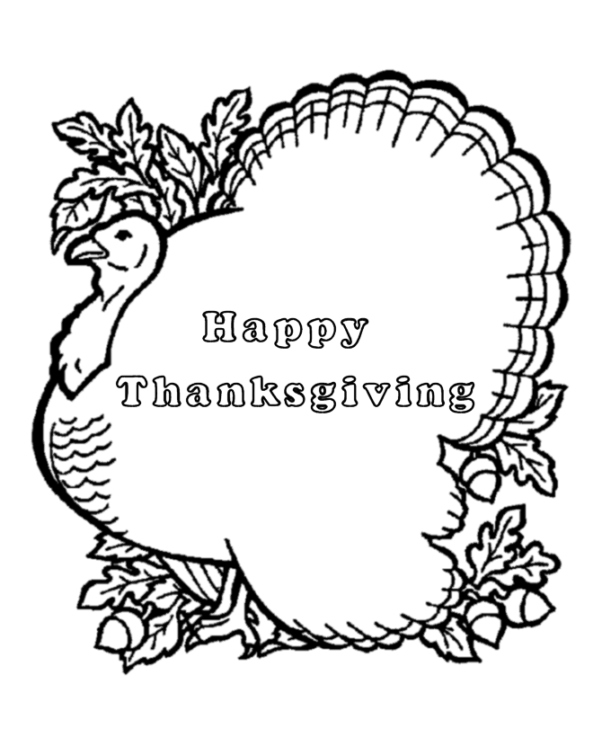 Happy Thanksgiving - Turkey Classic Outline Coloring page