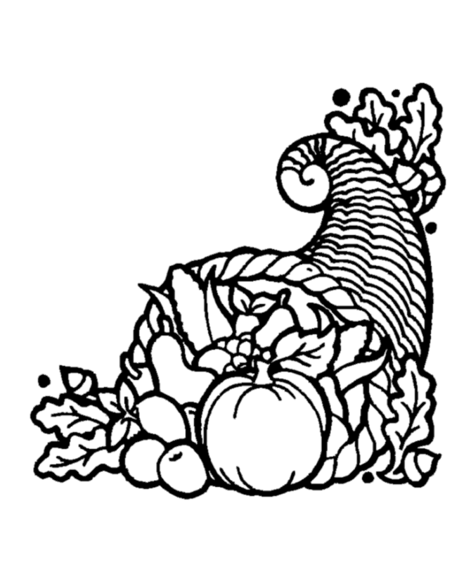 Thanksgiving Day Coloring page - Cornucopia 3 (Horn of Plenty) easy outline