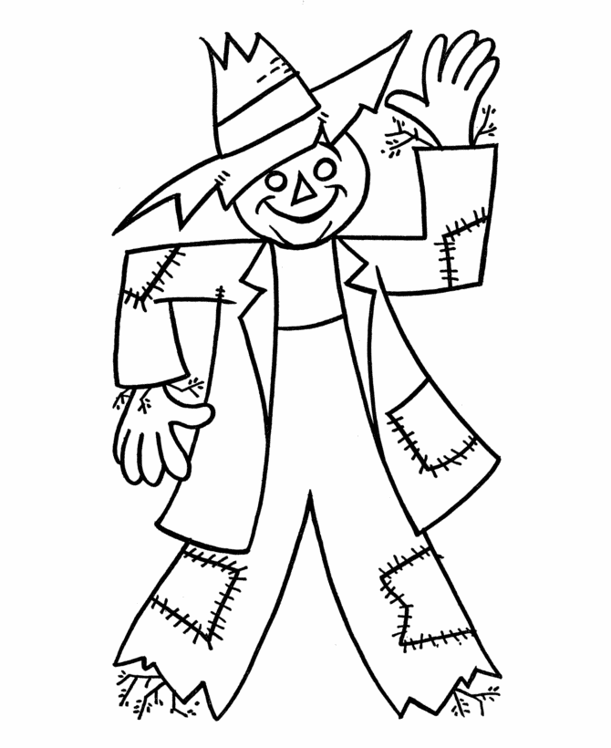 Simple scarecrow easy to color - Thanksgiving Day Coloring page