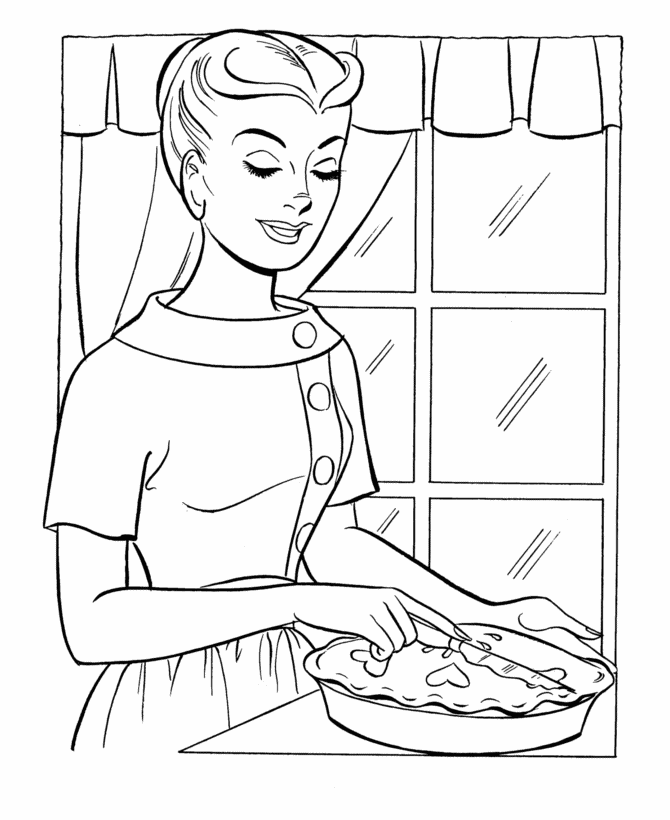  Mom's Thanksgiving pie coloring page - Thanksgiving Dinner Coloring page