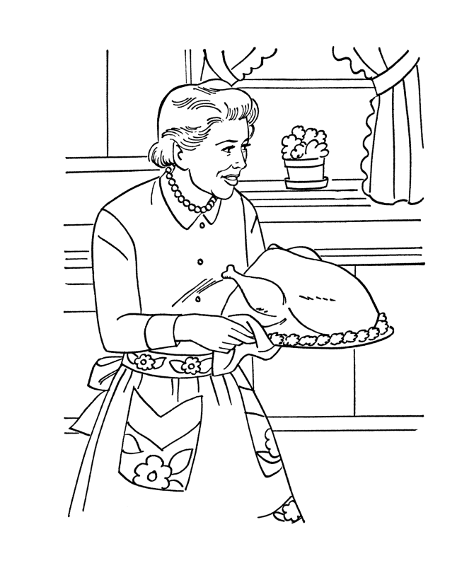  Grandmother cooking - Thanksgiving Dinner Coloring page