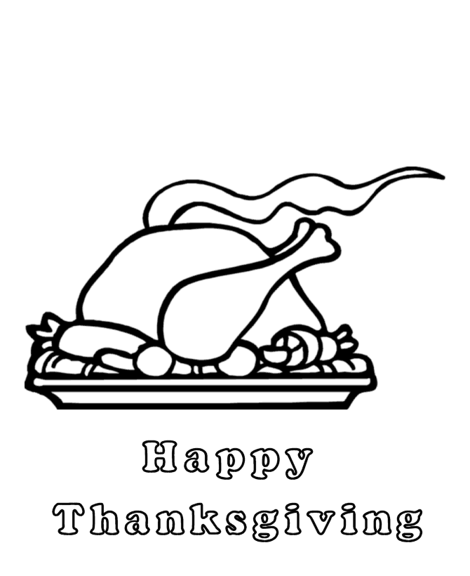  Happy Thanksgiving 1 - Baked Turkey  - Thanksgiving Dinner Coloring page