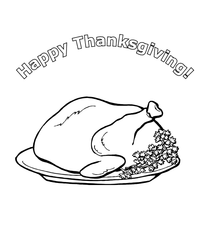  Happy Thanksgiving 2 - Baked Turkey - Thanksgiving Dinner Coloring page