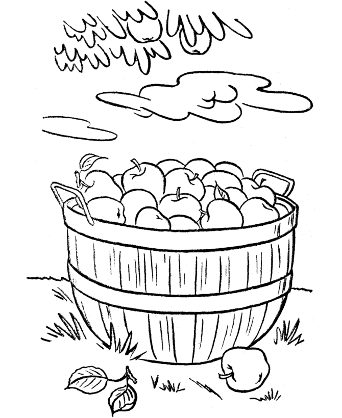  Thanksgiving Foods - Basket of Apples - Thanksgiving Dinner Coloring page