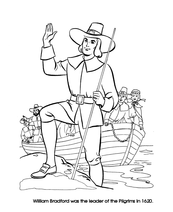 Pilgrim Thanksgiving Coloring page - Pilgrim Landing Boat