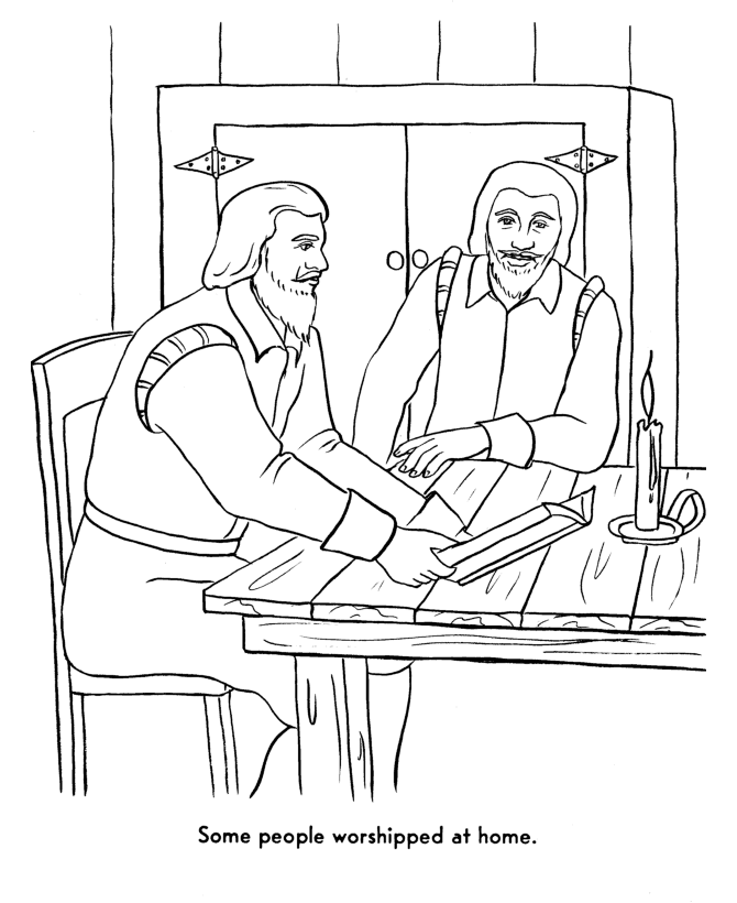 Separatists were forced to worship at home - Pilgrims Story of First Thanksgiving Coloring page
