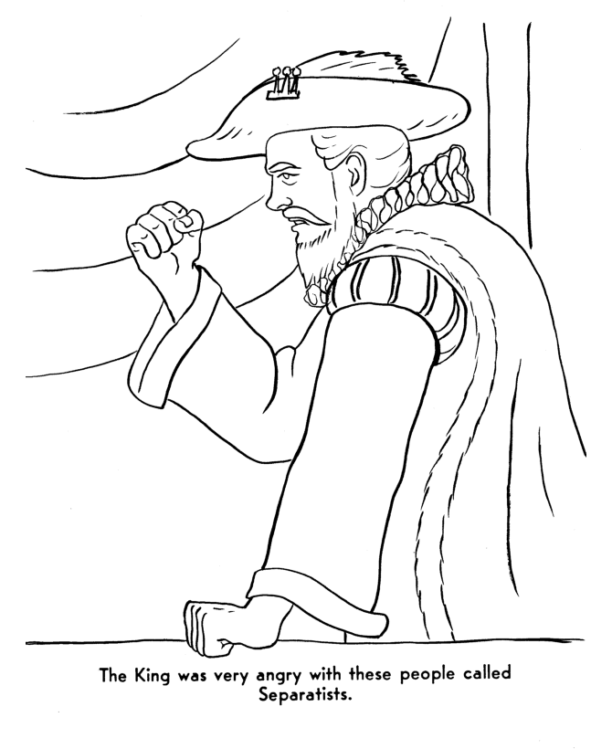 King James persecutes Separatists - Pilgrims Story of First Thanksgiving Coloring page