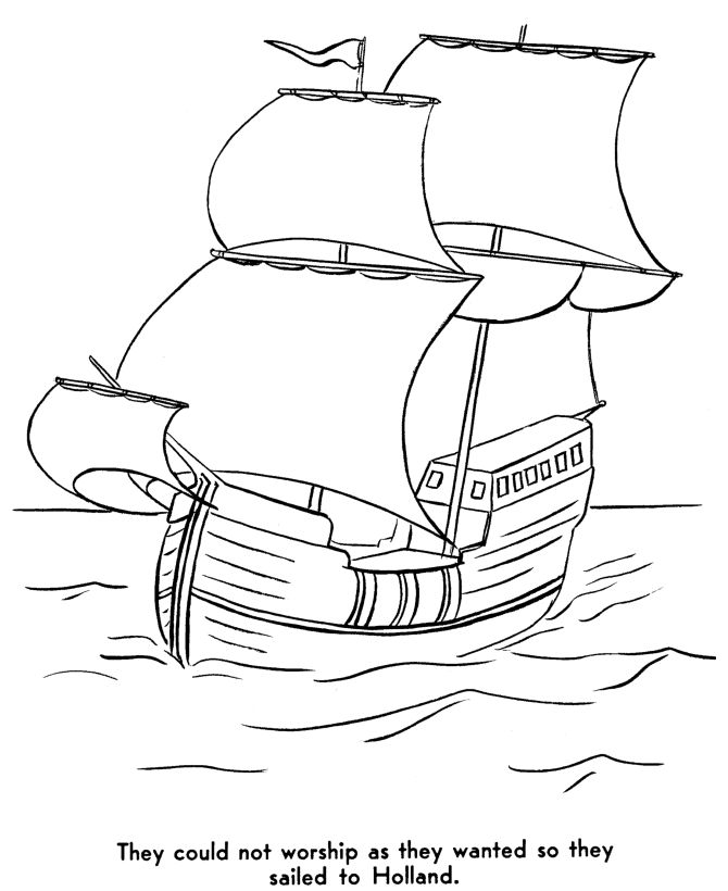  Separatists flee England for Holland - Pilgrims Story of First Thanksgiving Coloring page