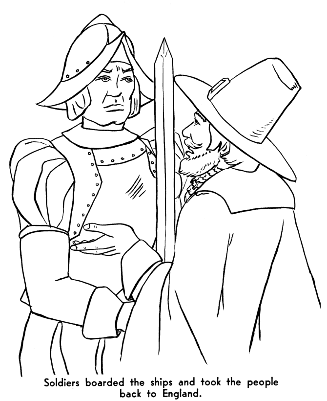  Many Separatists are arrested  - Pilgrims Story of First Thanksgiving Coloring page