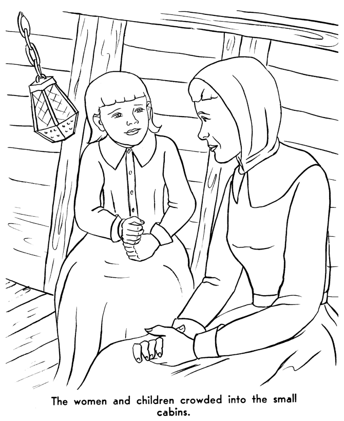  Little space aboard Mayflower - Pilgrims Story of First Thanksgiving Coloring page