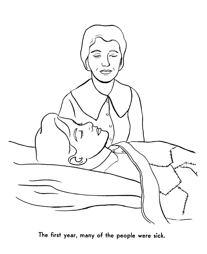  Pilgrims lost many friends - Pilgrims Story of First Thanksgiving Coloring page