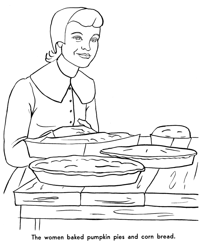  Pilgrims prepared a feast - Pilgrims Story of First Thanksgiving Coloring page
