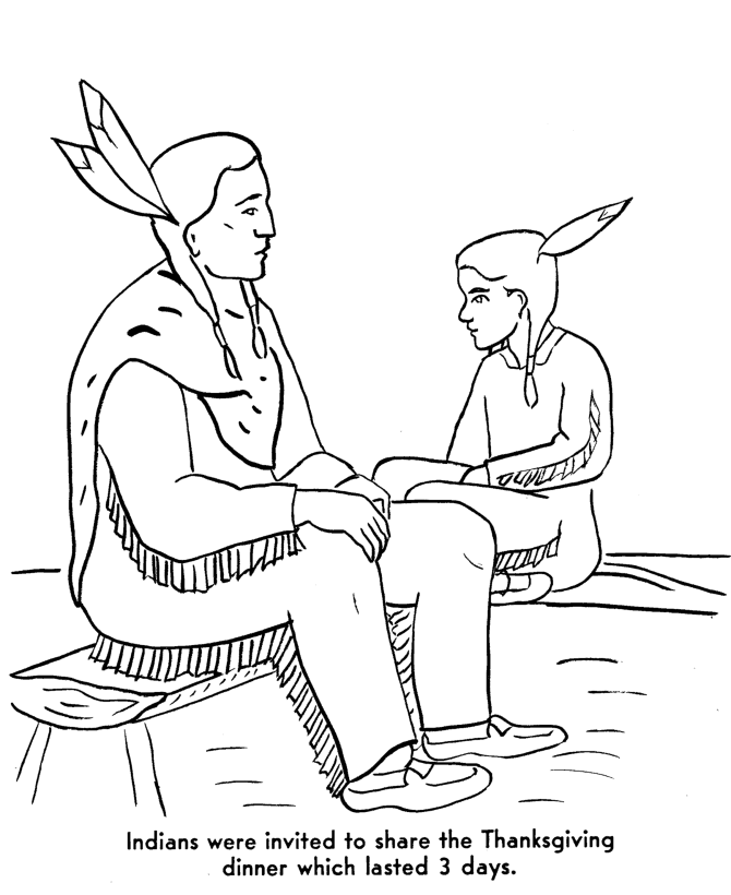  Pilgrims invited the native Americans - Pilgrims Story of First Thanksgiving Coloring page