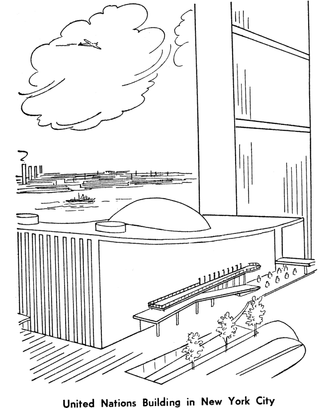 UN General Assembly and Secretariat Buildings Coloring page