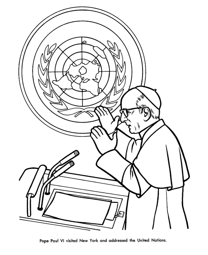 Pope Paul VI at the United Nations Coloring page