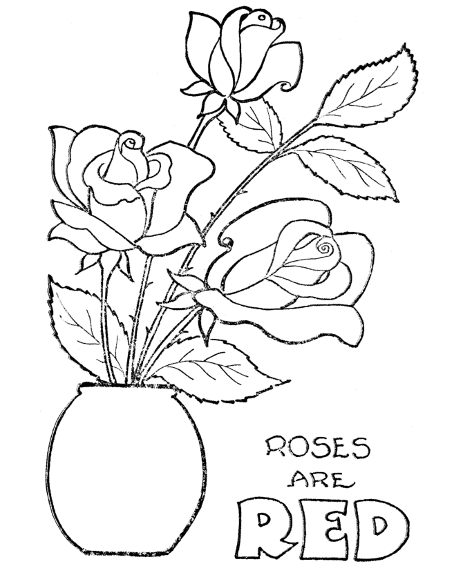 Valentine's Day Flowers Coloring page. Valentine's Day or Saint Valentine's 
