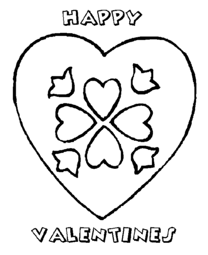 Valentine Hearts coloring page shows a happy valentine valentine heart ...