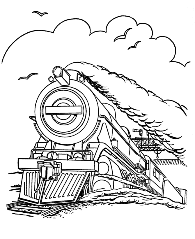 Steam Train Coloring Pages Steam Locomotive Coloring BlueBonkers 