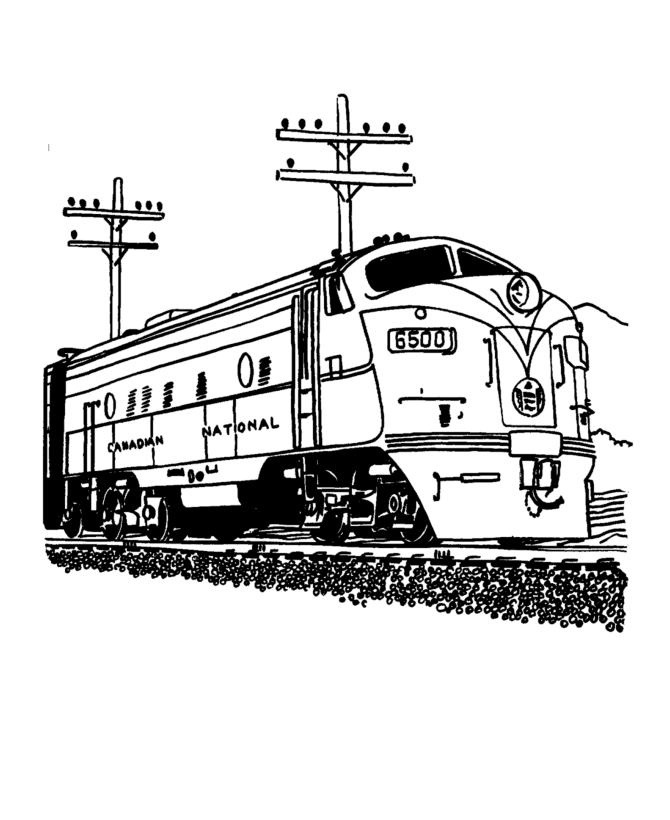Train and Railroad Coloring pages - Streamlined diesel engine Coloring