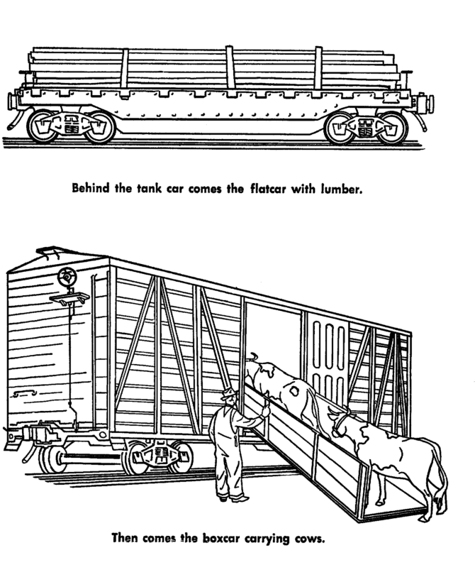 Freight Train and Railroad Coloring pages - Flatbed and ...