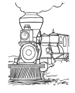 Steam Engine and railroad coloring page sheet
