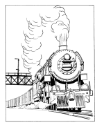 Steam Train railroad coloring page sheet
