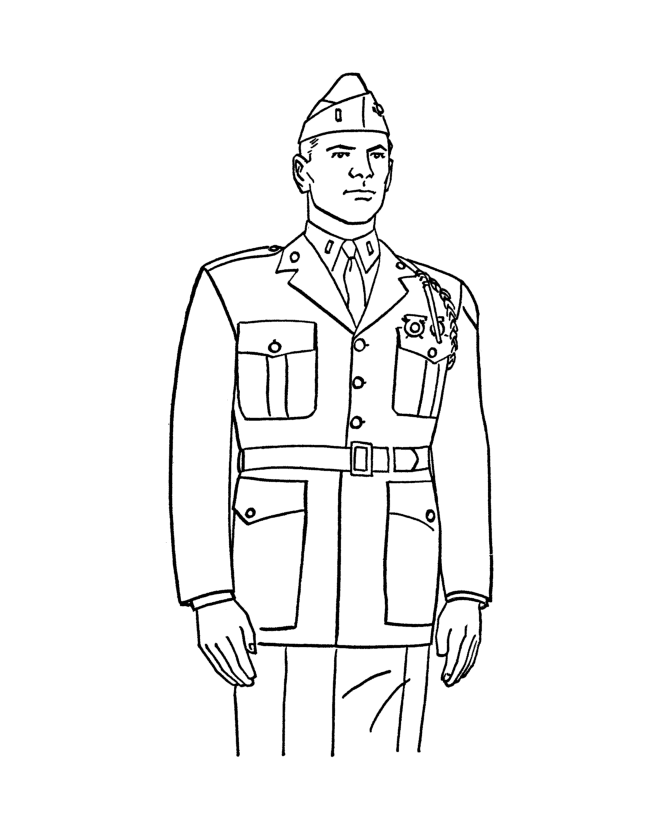 American Army officer - Veterans Day Coloring page
