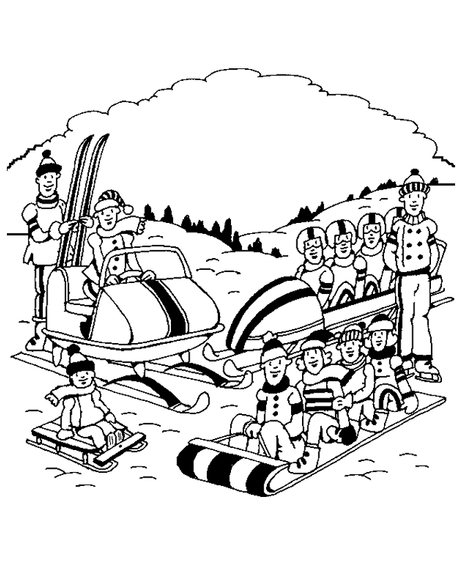winter activities coloring page