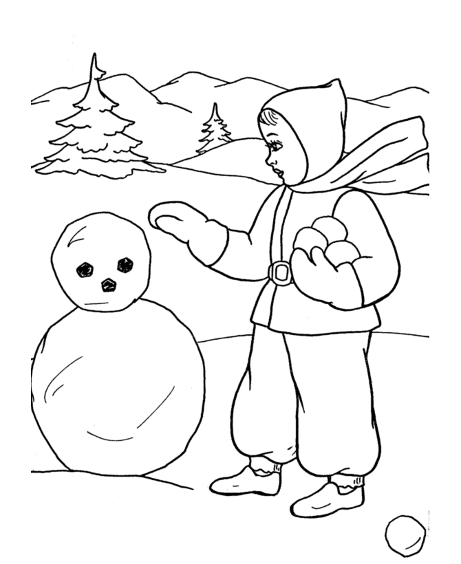 Making a snowman  coloring page