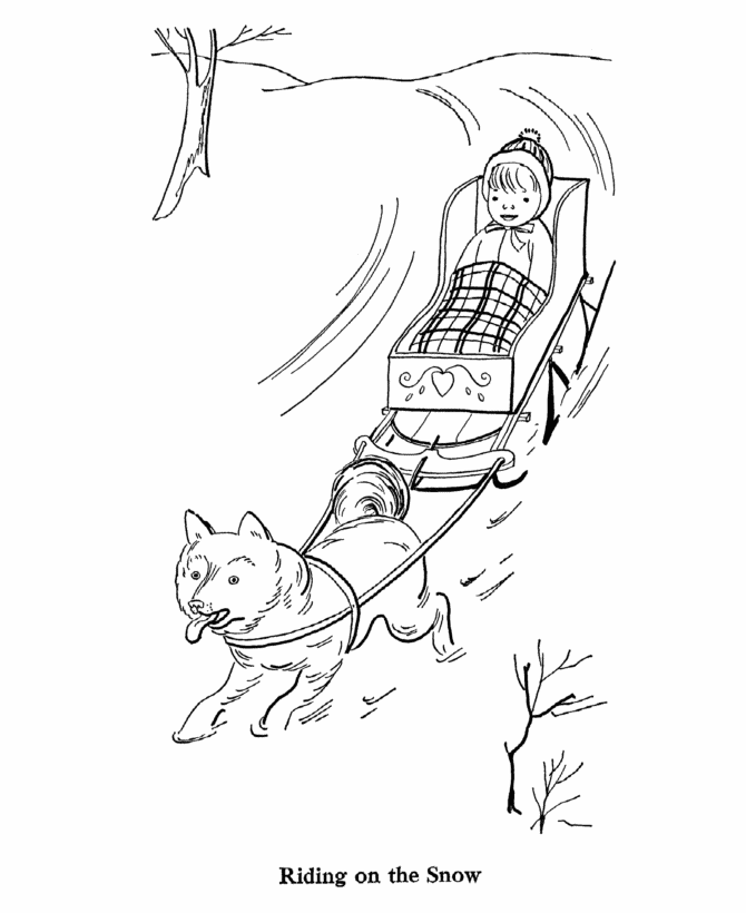  Sledding coloring page