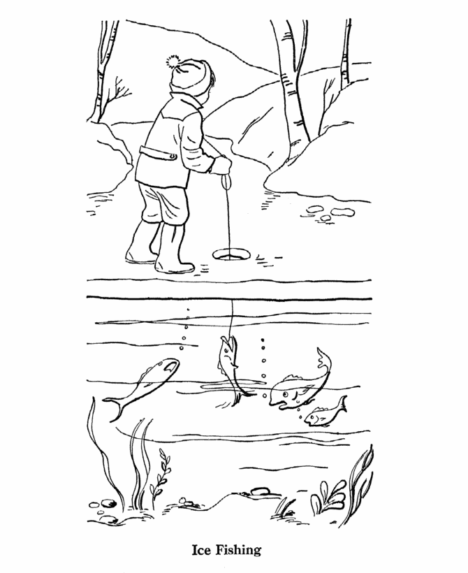 Ice Fishing coloring page