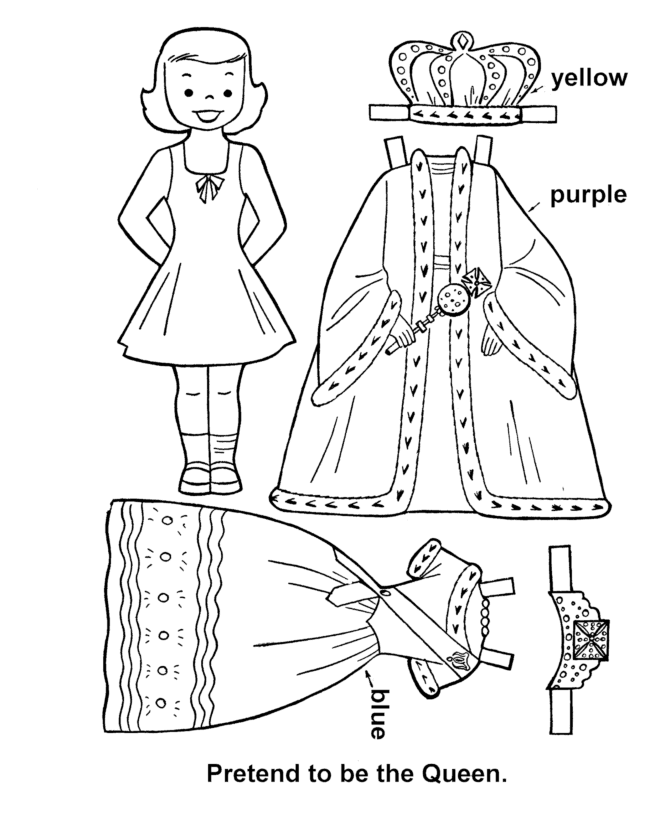 Printable cutout paper doll sheet