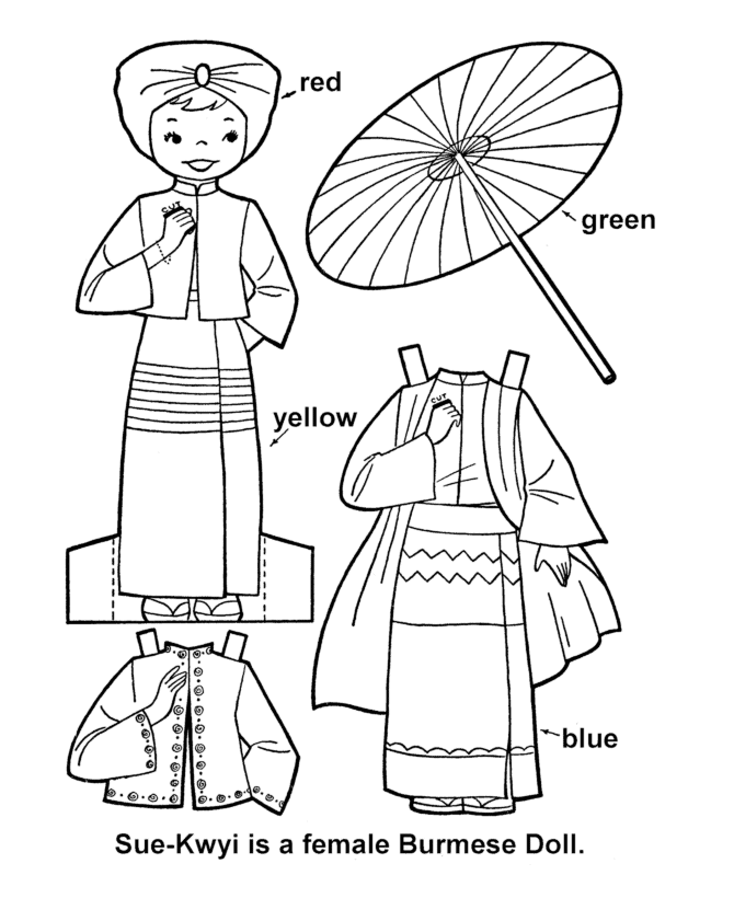 Printable cutout paper doll sheet