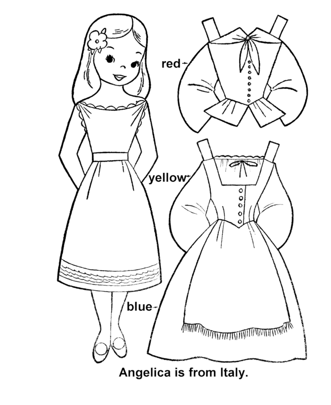 Printable cutout paper doll sheet