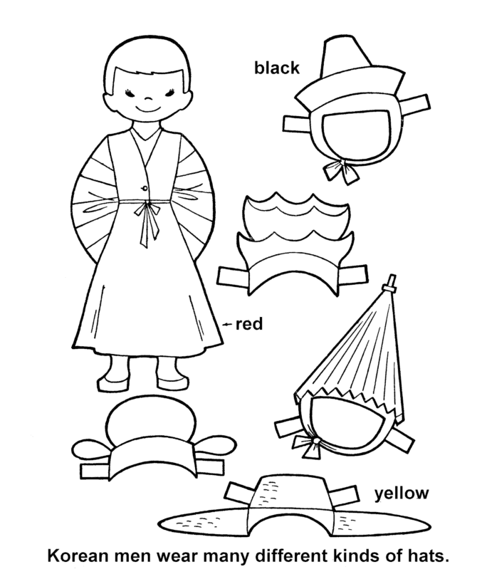 Printable cutout paper doll sheet