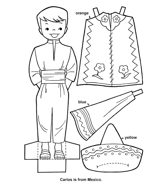 Printable cutout paper doll sheet