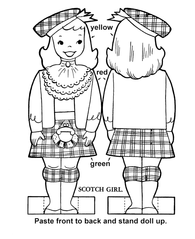 Printable cutout paper doll sheet