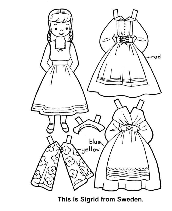 Printable cutout paper doll sheet