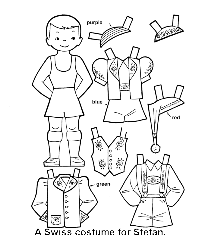 Printable cutout paper doll sheet