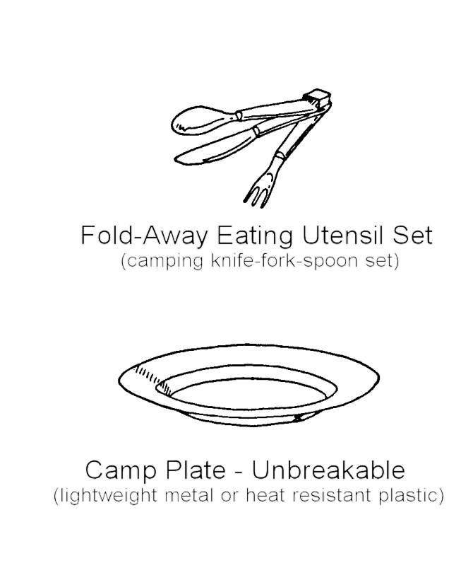 Camp Utensils & Plate
